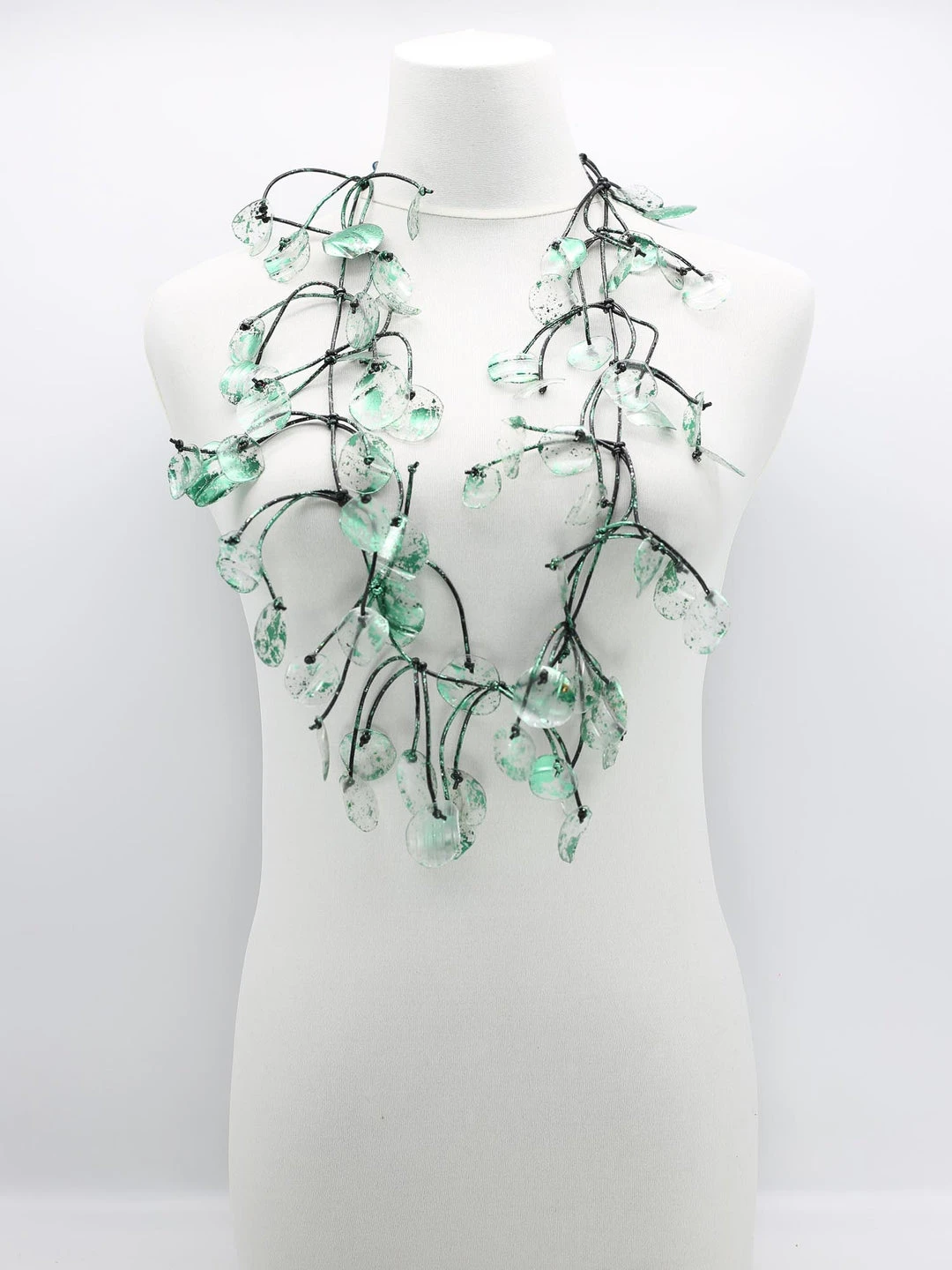 Jianhui London Aqua Water Lily Necklace, Hand Gilded Green