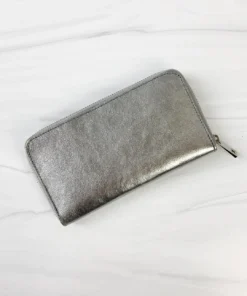 Jijou Capri Kate Metallic Leather Wallet, Silver Jijou Capri