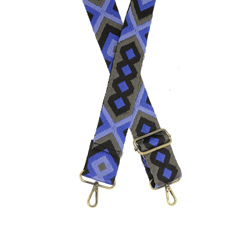 Joy Susan 2" Guitar Strap, Royal/Black Geo Embroidered Joy Susan 4 Joy Susan 2" Guitar Strap, Royal/Black Geo Embroidered Joy Susan