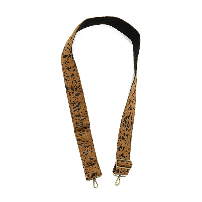 Joy Susan Joy Susan 2" Guitar Strap, Brown Abstract Faux Fur