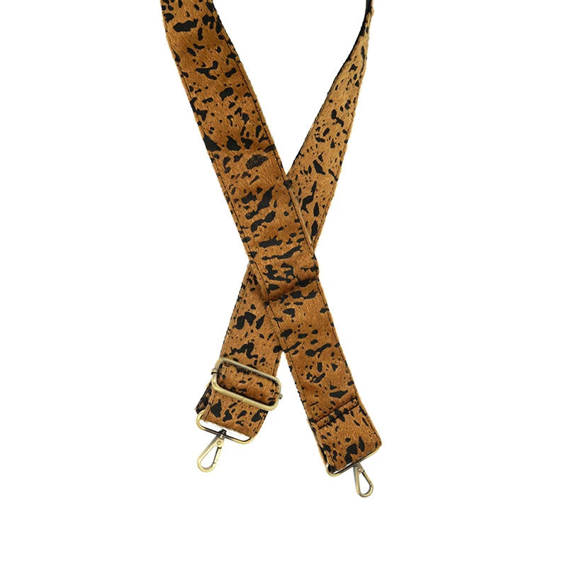Joy Susan Joy Susan 2" Guitar Strap, Brown Abstract Faux Fur