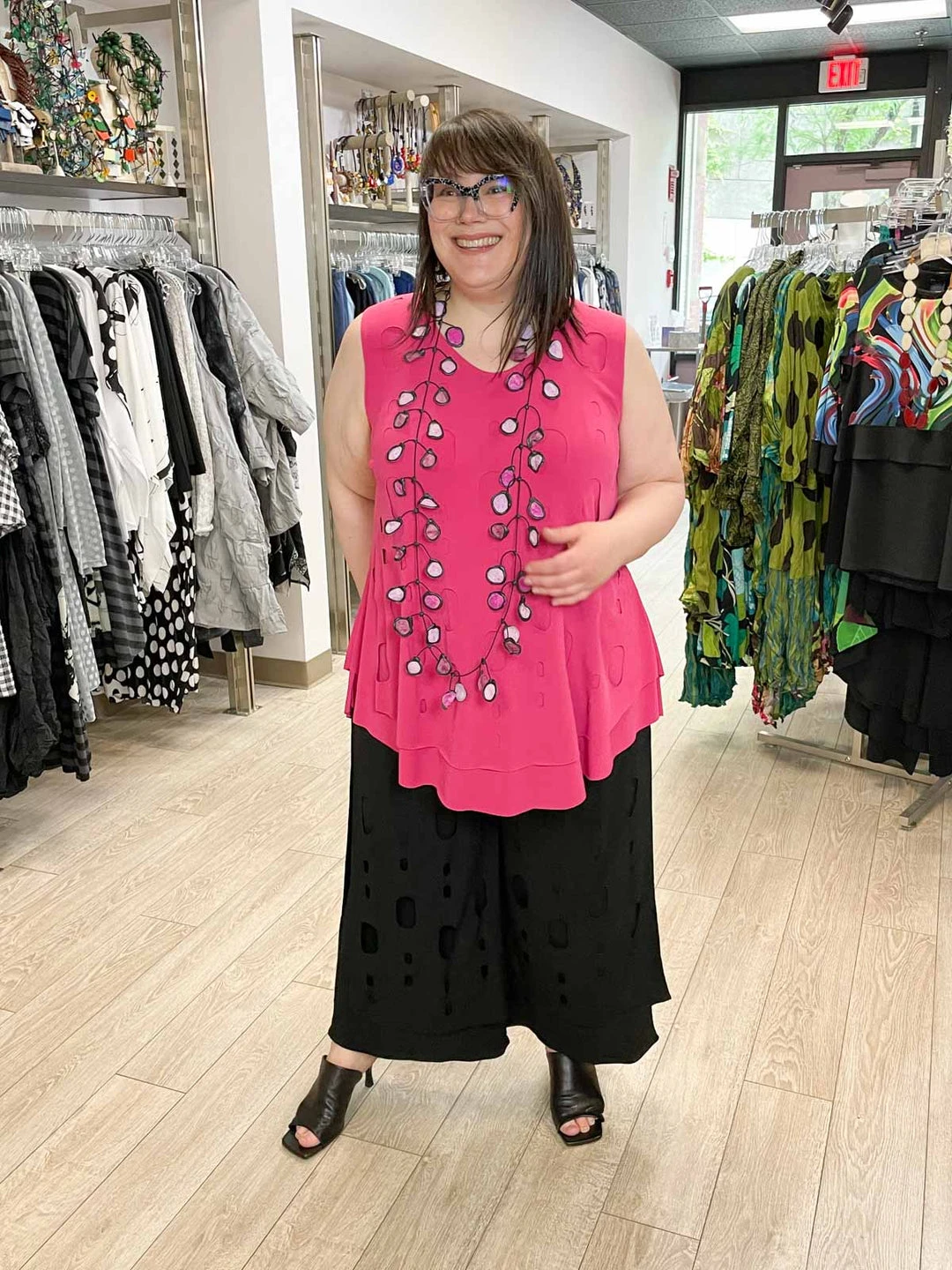 Kozan Marianna Tunic, Magenta Cut-Out Kozan