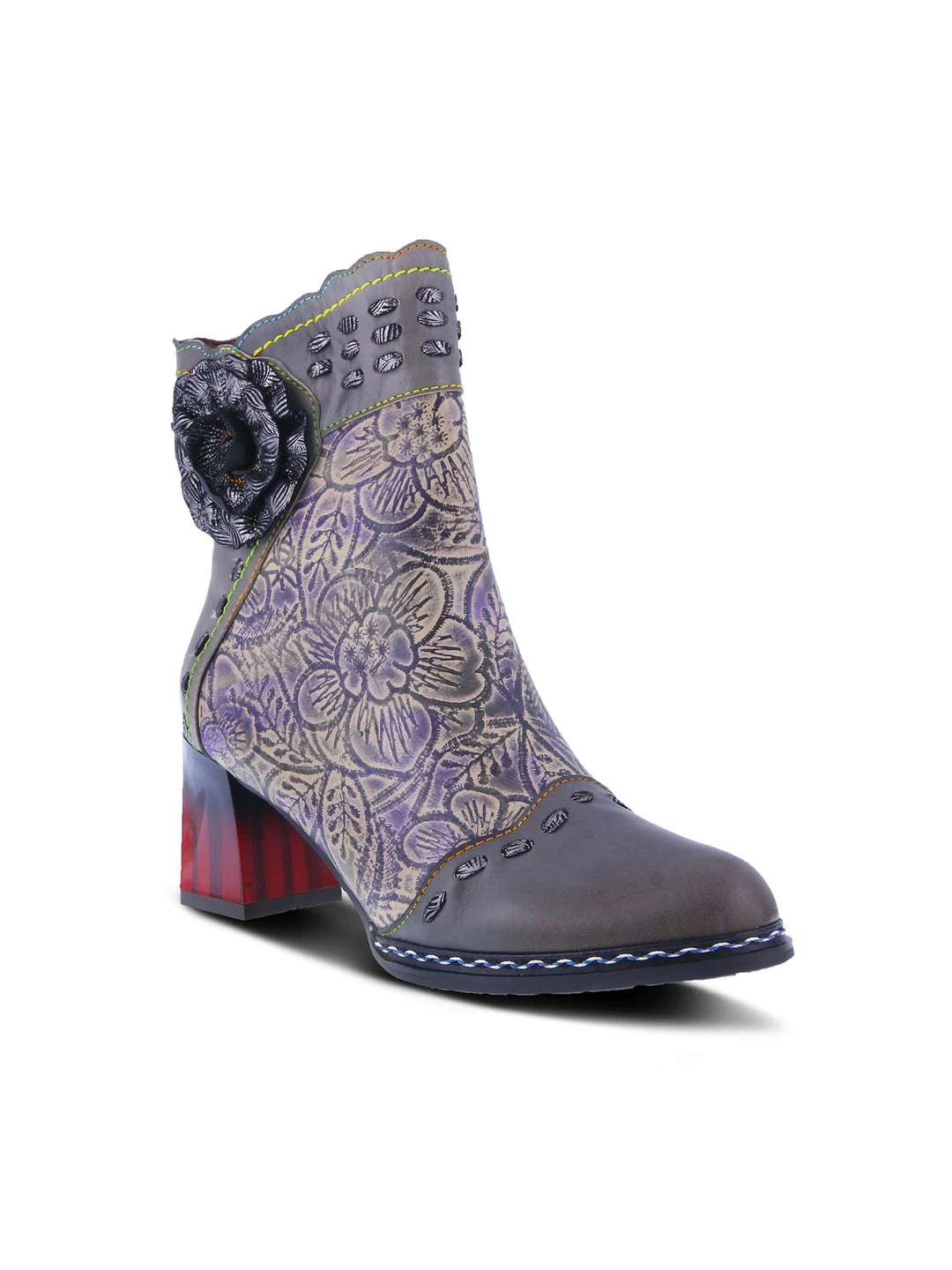 L'Artiste L'Artiste Striolle Flower Motif Boot In Grey Multi 3 L'Artiste L'Artiste Striolle Flower Motif Boot In Grey Multi