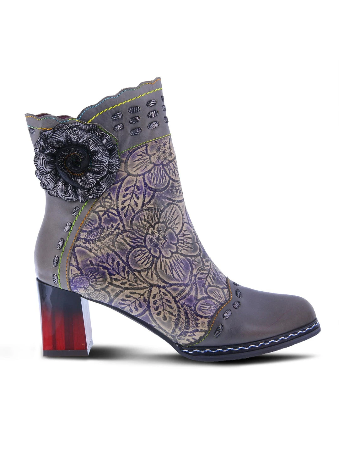 L'Artiste L'Artiste Striolle Flower Motif Boot In Grey Multi 7 L'Artiste L'Artiste Striolle Flower Motif Boot In Grey Multi
