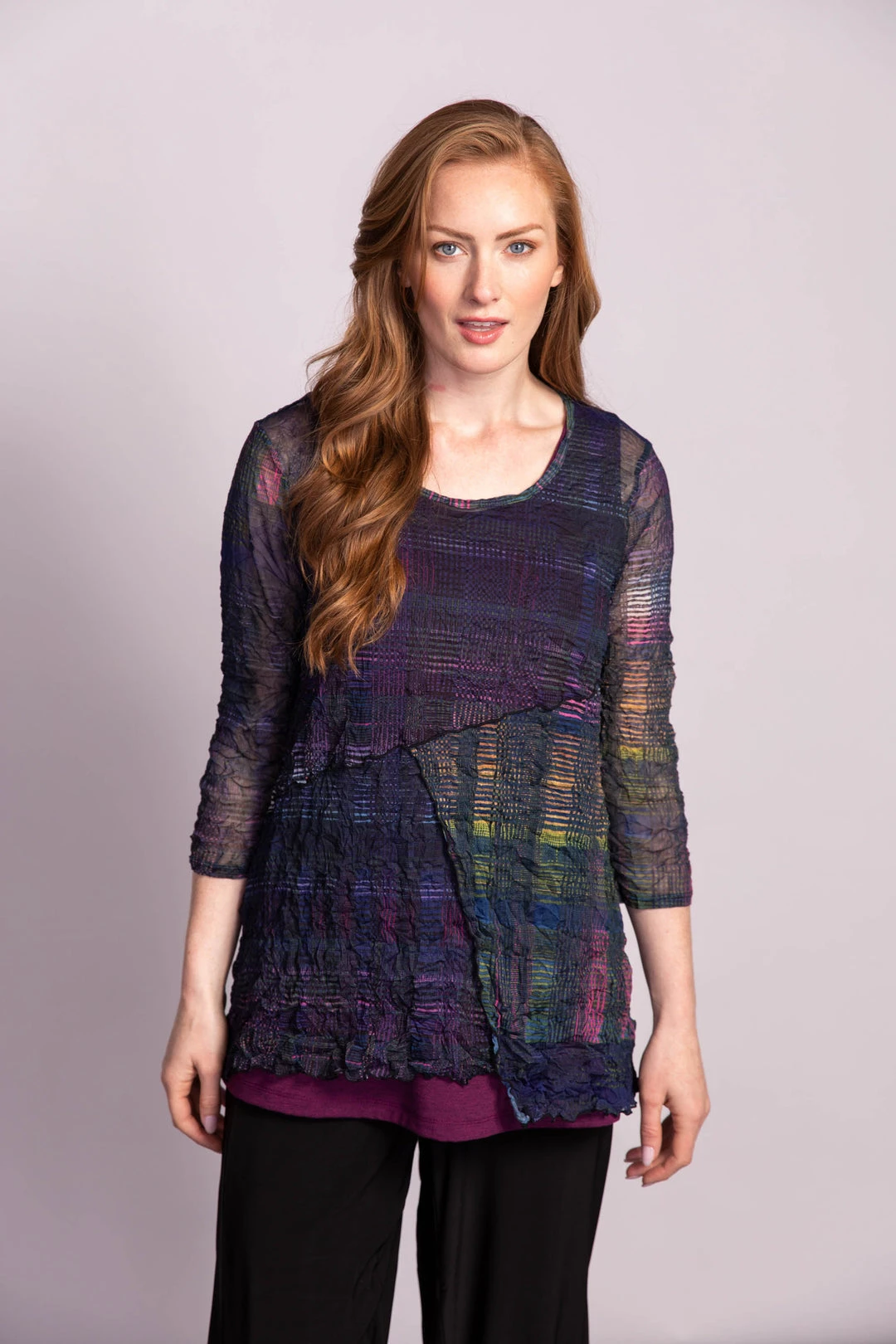 Liv By Habitat Clothes Liv By Habitat Maddie Tunic, Grapeseed Layered Plaid