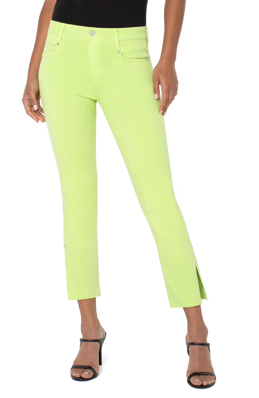 Liverpool Los Angeles Liverpool Los Angeles Gia Glider Crop Cut Hem, Limelight