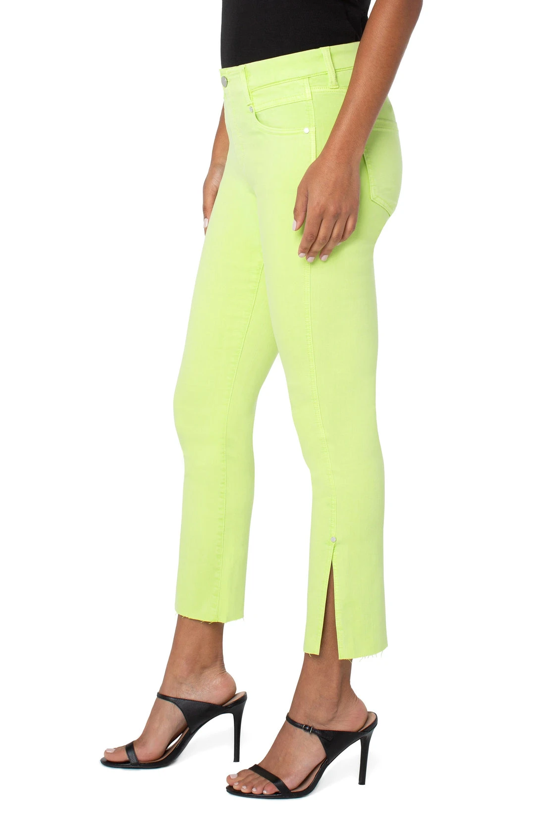 Liverpool Los Angeles Liverpool Los Angeles Gia Glider Crop Cut Hem, Limelight