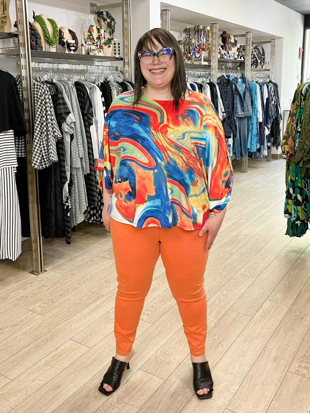 Liverpool Los Angeles Liverpool Los Angeles Gia Glider Crop Skinny, Orange Twist