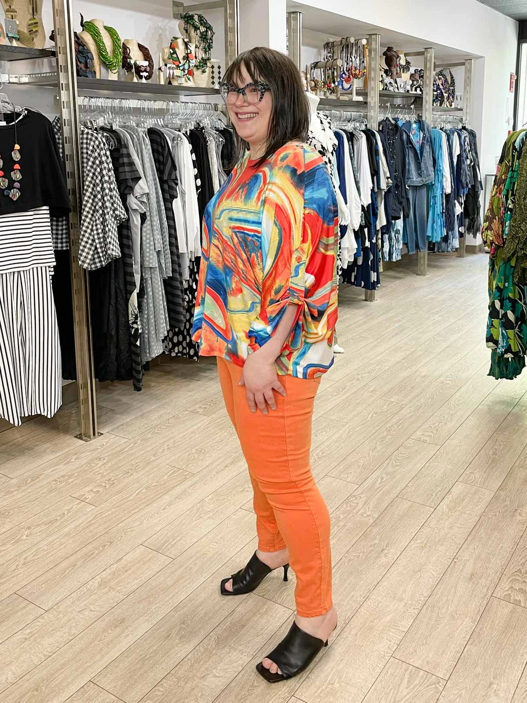 Liverpool Los Angeles Liverpool Los Angeles Gia Glider Crop Skinny, Orange Twist