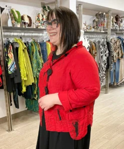 Mara Gibbucci Embroidered Short Jacket, Red Mara Gibbucci