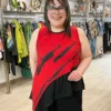 Mara Gibbucci Printed Asymmetric Tank, Red Mara Gibbucci