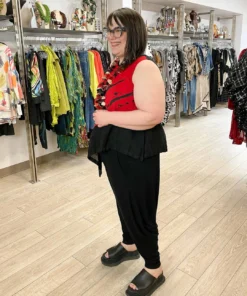 Mara Gibbucci Printed Asymmetric Tank, Red Mara Gibbucci