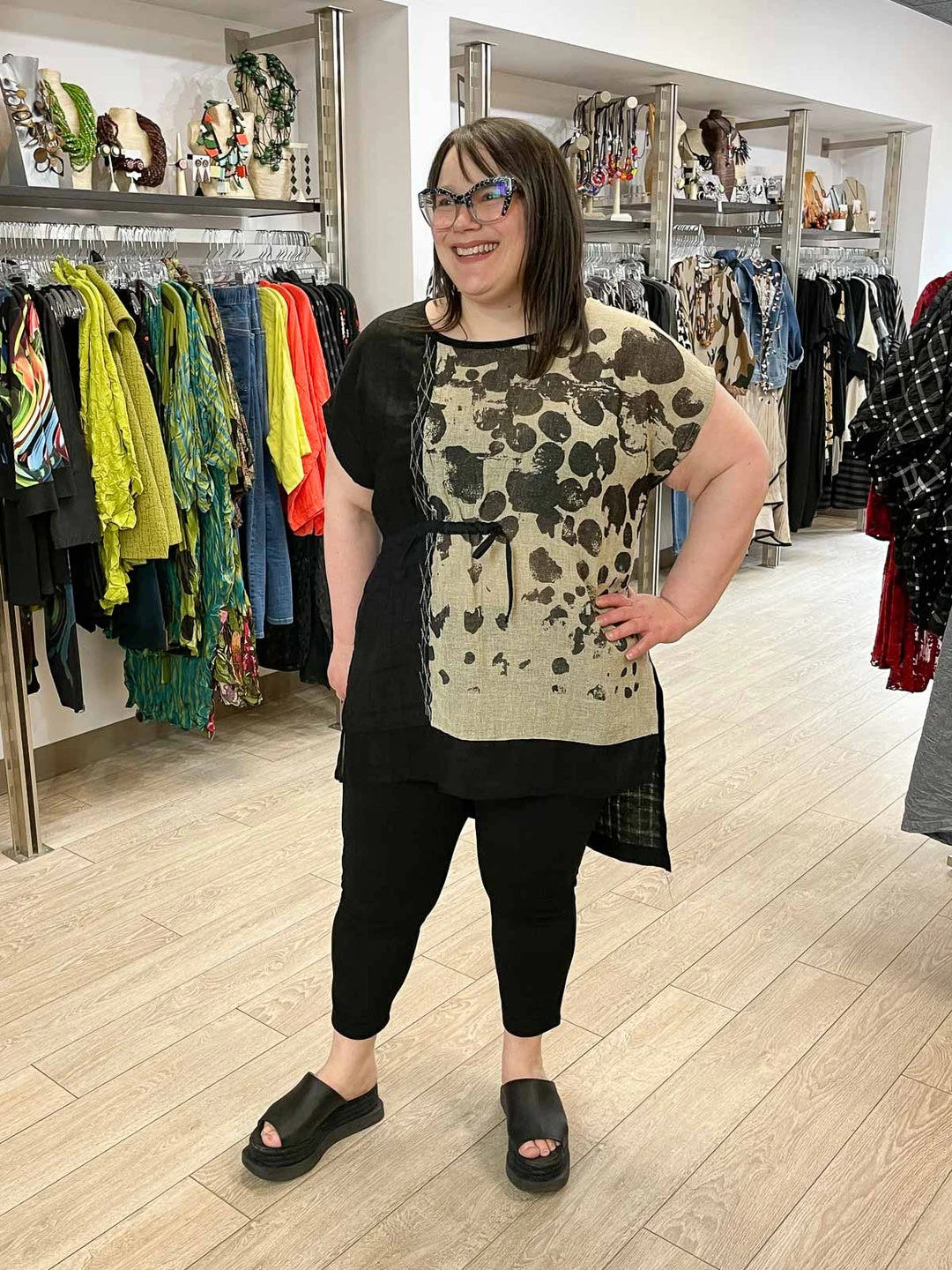 Mara Gibbucci Printed Cinch Tunic, Taupe/Black 7 Mara Gibbucci Printed Cinch Tunic, Taupe/Black