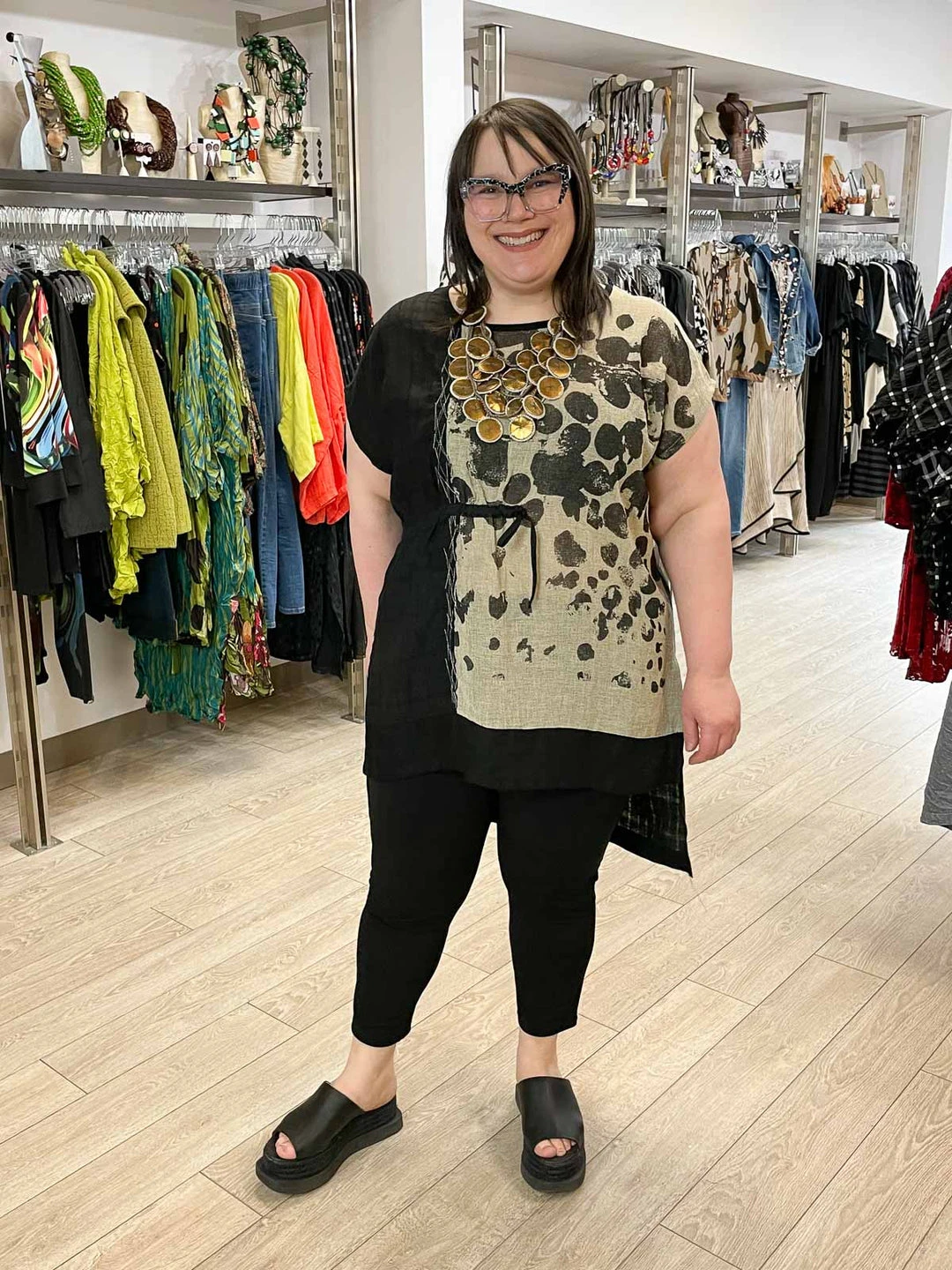 Mara Gibbucci Printed Cinch Tunic, Taupe/Black 4 Mara Gibbucci Printed Cinch Tunic, Taupe/Black