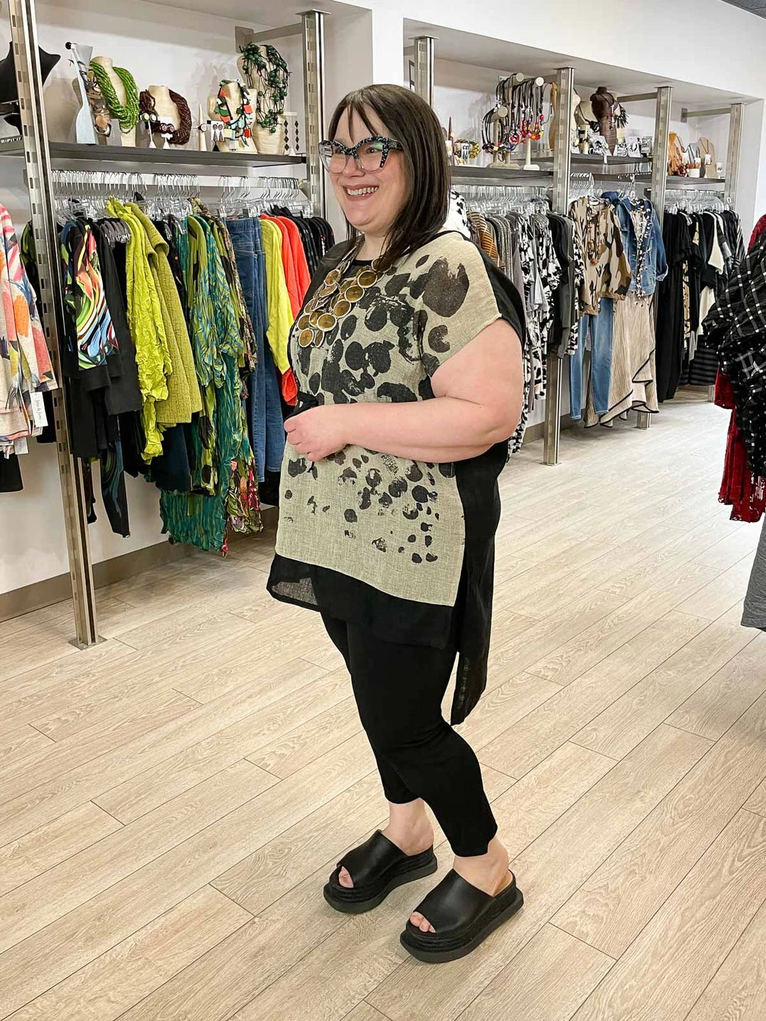 Mara Gibbucci Printed Cinch Tunic, Taupe/Black 5 Mara Gibbucci Printed Cinch Tunic, Taupe/Black