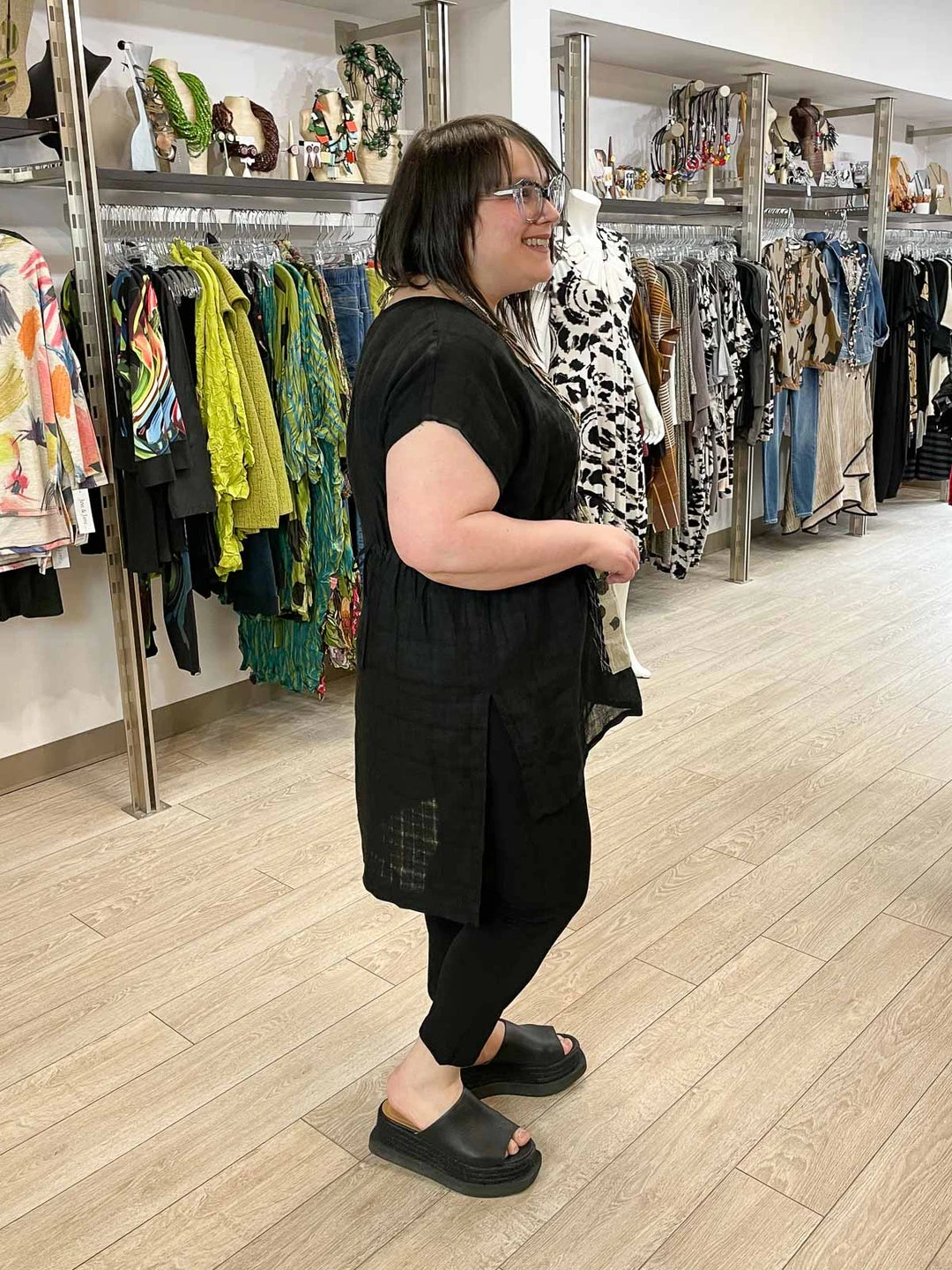 Mara Gibbucci Printed Cinch Tunic, Taupe/Black 6 Mara Gibbucci Printed Cinch Tunic, Taupe/Black