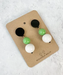 Michaela Malin Large Snowie Earrings, White/Green Michaela Malin