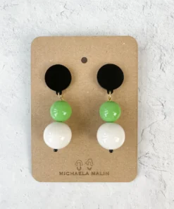 Michaela Malin Large Snowie Earrings, White/Green Michaela Malin