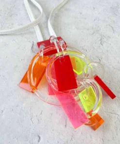 Monies Geometric Drops Pendant Necklace, Red Multi Monies 7 Monies Geometric Drops Pendant Necklace, Red Multi Monies