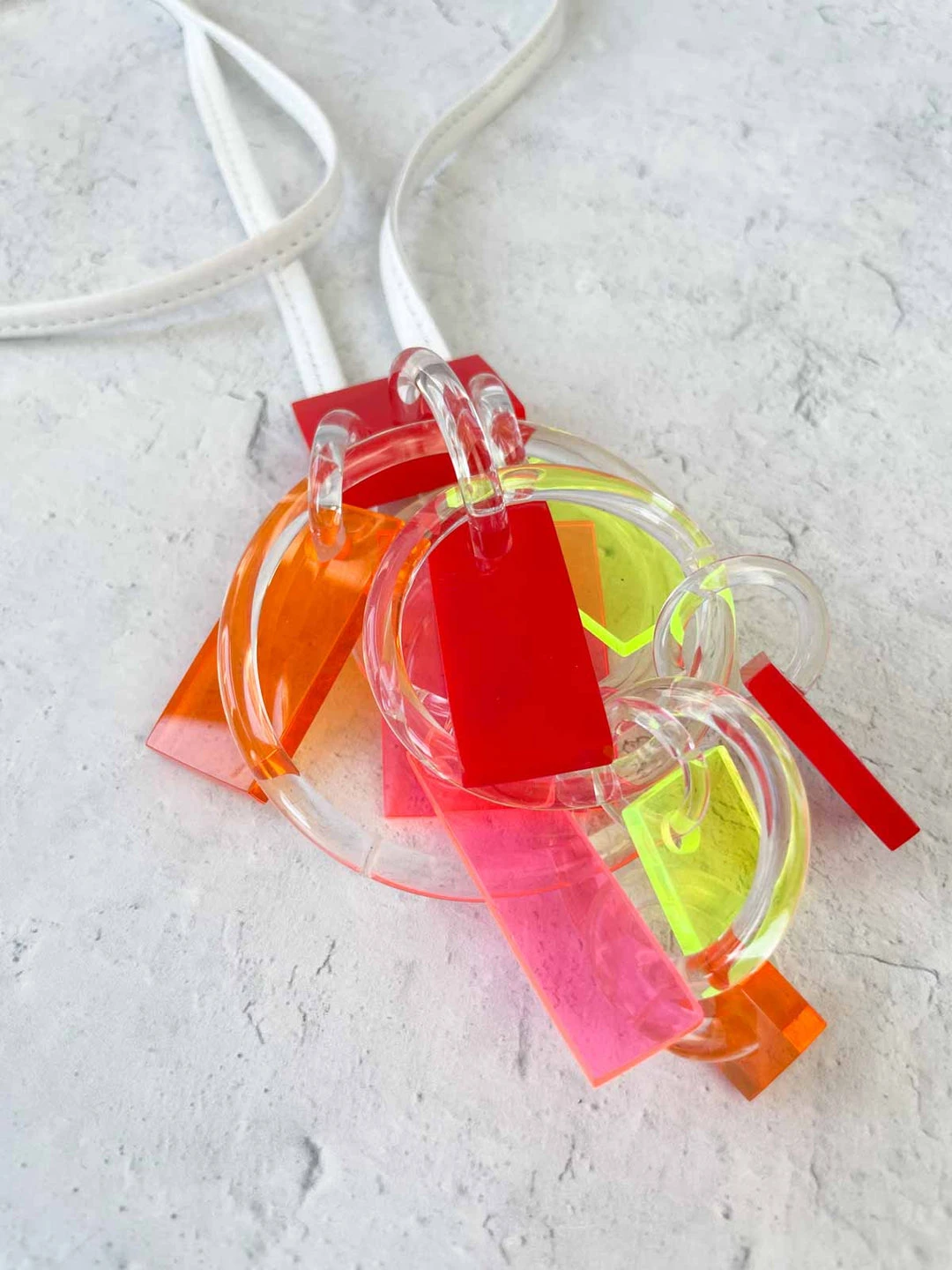 Monies Geometric Drops Pendant Necklace, Red Multi Monies 5 Monies Geometric Drops Pendant Necklace, Red Multi Monies