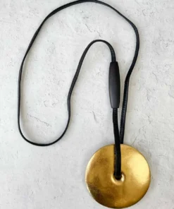 Monies Monies Large Round Pendant Necklace, Gold