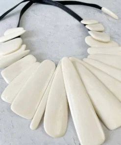 Monies Leather & Bone Bib Necklace, Bone