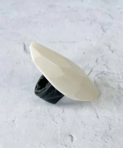 Monies Monies Long Faceted Carved Bone Ring, Bone 12 Monies Monies Long Faceted Carved Bone Ring, Bone