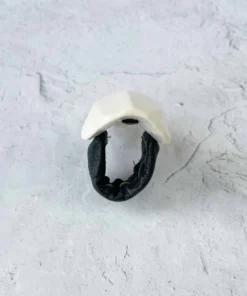 Monies Monies Long Faceted Carved Bone Ring, Bone 13 Monies Monies Long Faceted Carved Bone Ring, Bone