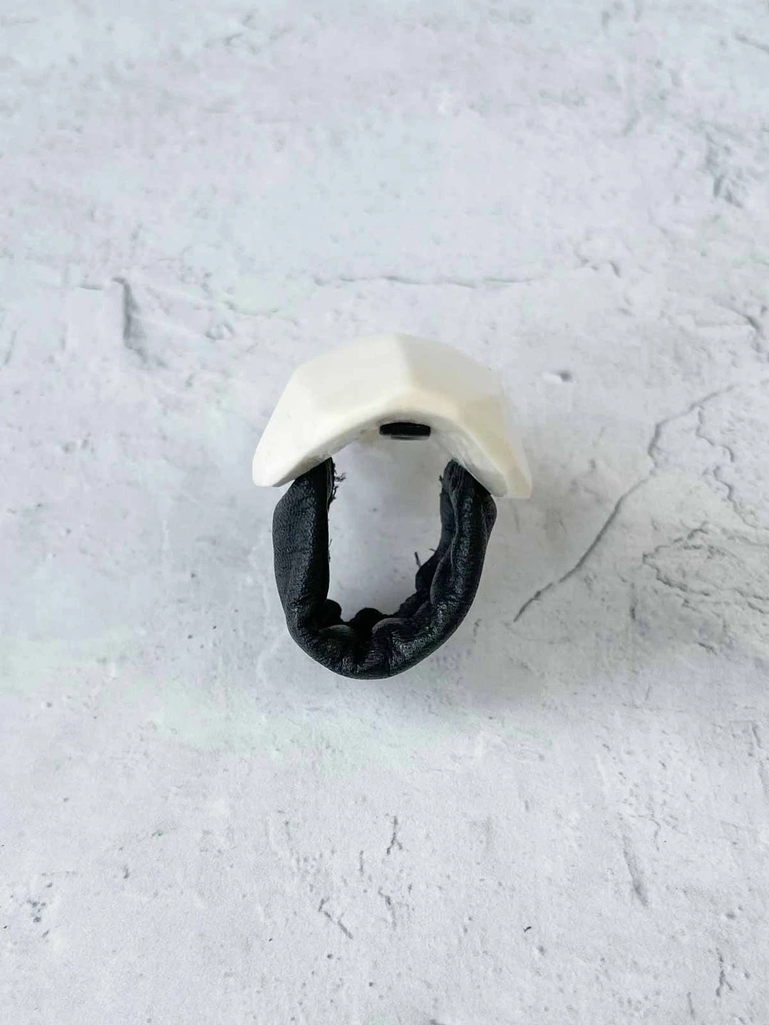 Monies Monies Long Faceted Carved Bone Ring, Bone 8 Monies Monies Long Faceted Carved Bone Ring, Bone