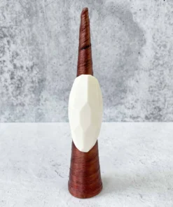 Monies Monies Long Faceted Carved Bone Ring, Bone