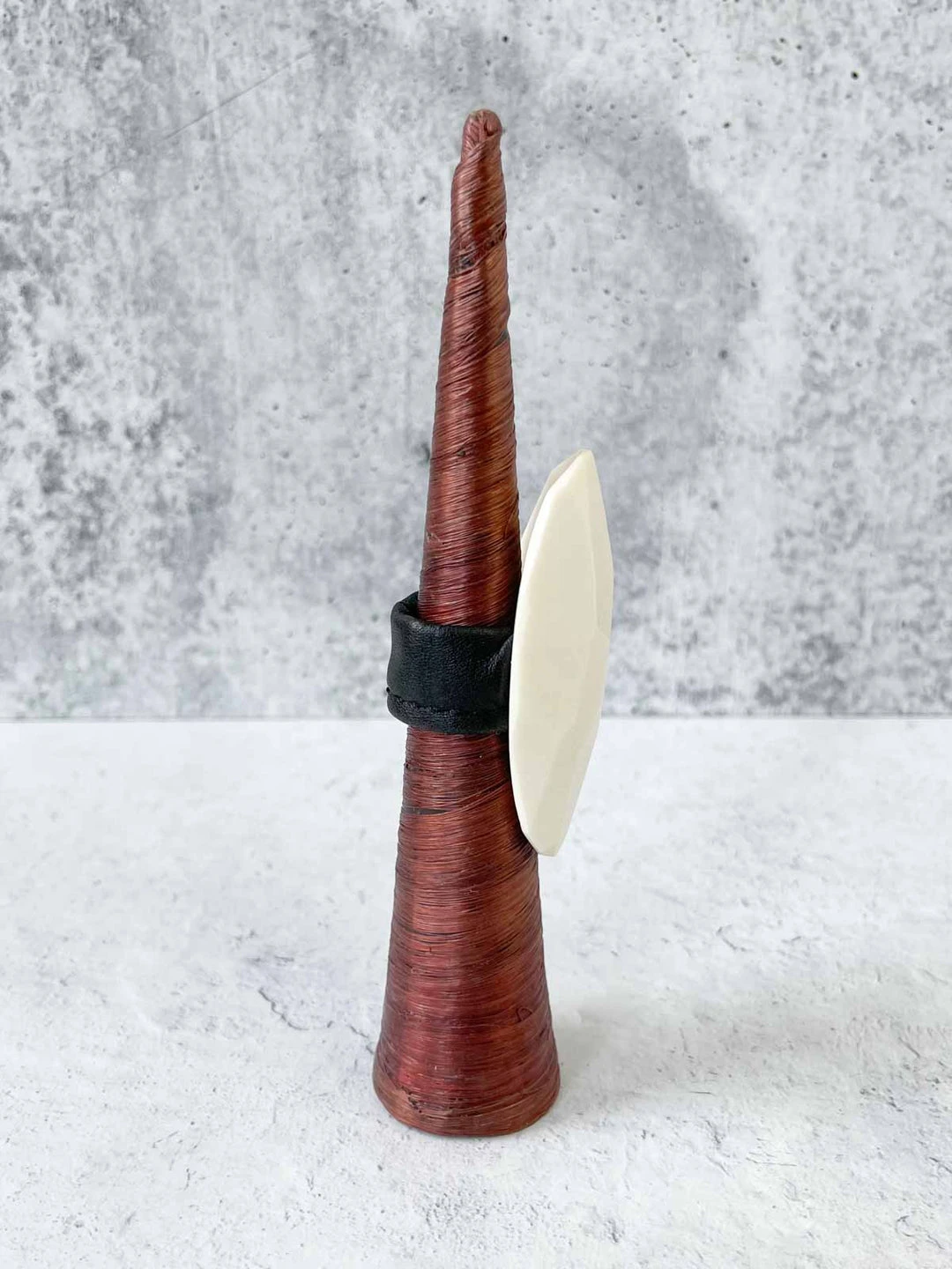 Monies Monies Long Faceted Carved Bone Ring, Bone 5 Monies Monies Long Faceted Carved Bone Ring, Bone