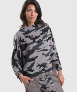Alembika Alembika Urban Camo Hi Lo Boxy Top, Grey