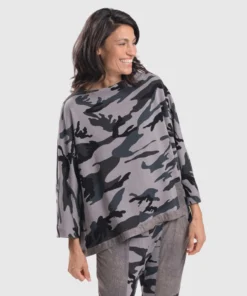 Alembika Alembika Urban Camo Hi Lo Boxy Top, Grey