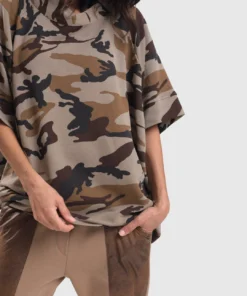 Alembika Urban Camo Raglan Cocoon Top, Brown