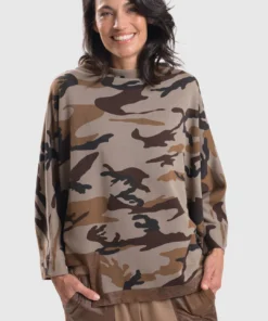 Alembika Alembika Urban Camo Hi Lo Boxy Top, Brown 21 Alembika Alembika Urban Camo Hi Lo Boxy Top, Brown