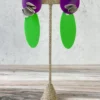 Pattern Gems Pattern Gems Elongated Oval Earrings, Purple/Green 1 Pattern Gems Pattern Gems Elongated Oval Earrings, Purple/Green