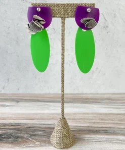 Pattern Gems Pattern Gems Elongated Oval Earrings, Purple/Green