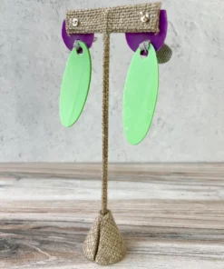 Pattern Gems Pattern Gems Elongated Oval Earrings, Purple/Green 7 Pattern Gems Pattern Gems Elongated Oval Earrings, Purple/Green