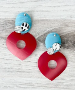 Pattern Gems Pattern Gems Large Teardrop Earrings, Aqua/Pink