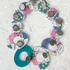 Pattern Gems Melody Necklace, Clear Teal/Pink Pattern Gems