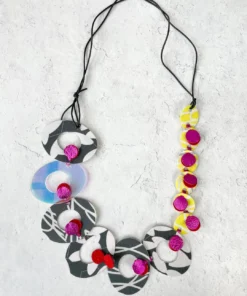 Pattern Gems Music Necklace, Iridescent/Grey