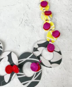 Pattern Gems Music Necklace, Iridescent/Grey