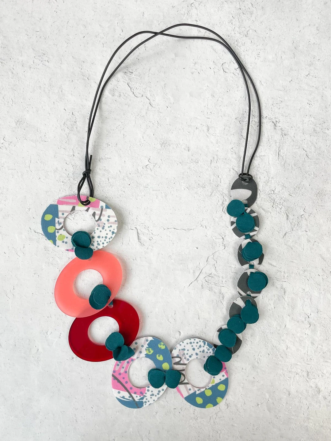 Pattern Gems Music Necklace, Peach/Teal Pattern Gems 3 Pattern Gems Music Necklace, Peach/Teal Pattern Gems