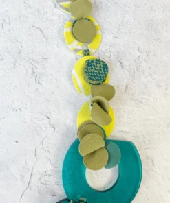 Pattern Gems Rhythm Necklace, Clear Teal/Yellow