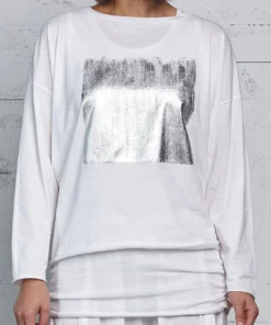 Planet Planet Foil Boxy Tee, Seafoam/Silver