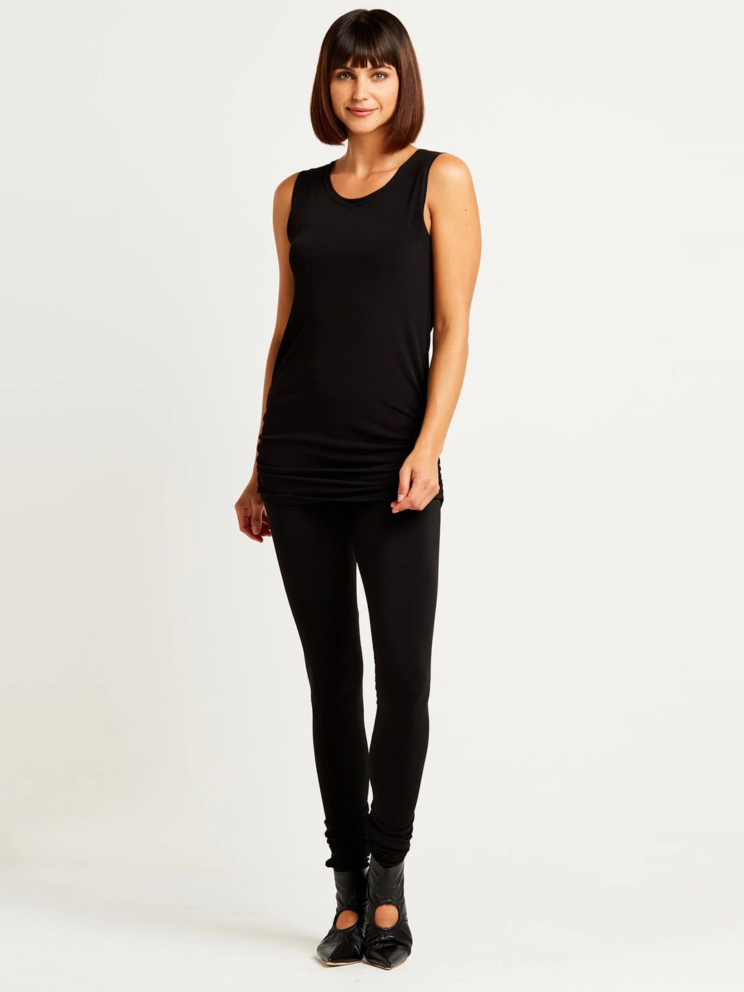 Planet Matte Jersey Ruche Tank, Black Planet 7 Planet Matte Jersey Ruche Tank, Black Planet