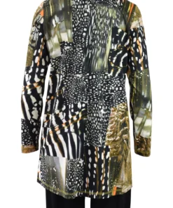 Q'Neel Printed V Neck Tunic, Olive Multi