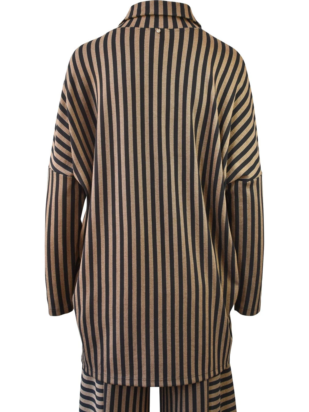 Q'Neel Q'Neel Striped Cowl Pocket Top, Black/Taupe 5 Q'Neel Q'Neel Striped Cowl Pocket Top, Black/Taupe