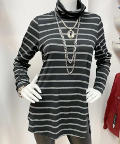 Q'Neel Striped Turtle Neck Tunic, Black/Grey Q'Neel 9 Q'Neel Striped Turtle Neck Tunic, Black/Grey Q'Neel
