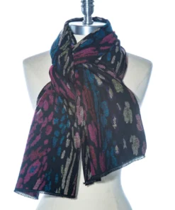 Rapti Fashion Cashmere Rectangular Scarf, Black Multi Zebra Rapti Fashion